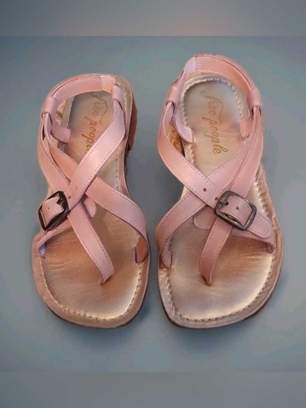 Free People La Risa Leather Sandal Rose Gold Boho Women's Size 37.5